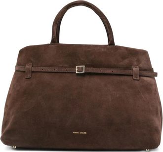 Manu Atelier Bruine Su&egrave;de Top Handvat Tas - Dames - Handtassen - Bruin - ONE Size - Su&egrave;de - Tassen