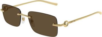 Gucci Vierkante Zonnebril - Heren - Zonnebrillen - Geel - 55 MM - Nylon - Accessoires