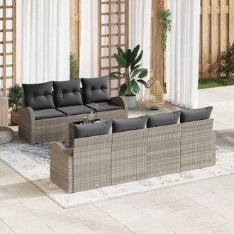 vidaXL Vidaxl - Conjunto De Sof&aacute; De Jard&iacute;n 8 Pcs Gris Claro 55 X 55 X 37 Cm