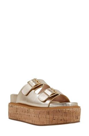 Shushop Lucinda Platform Wedge Slide Sandal in Gold at Nordstrom, Size 6.5