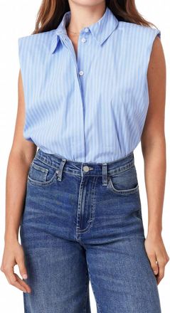 Habitual Sleeveless Shoulder Pad Shirt In Spruce