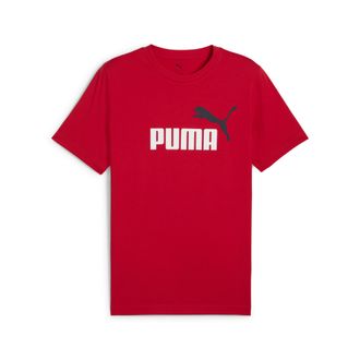 Puma T-shirt con logo bicolore Essentials N. 1 da uomo, Abbigliamento, Rosso, XXL
