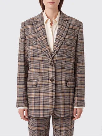 Anine Bing Blazer monopetto relaxed fit in misto viscosa con motivo tartan