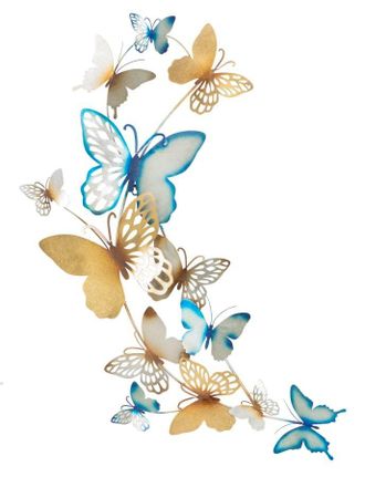 Charme 1921 Wall Panel Butterflies Gold/Light Blue cm 59.5x4x111.5