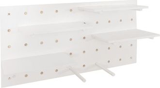 Hhg [nunca Usado] Panel De Pared Hhg-714, Decoraci&oacute;n De Pared, Estanter&iacute;a De Pared, Panel Perforado, 4 Niveles, Suspensi&oacute;n 100 X 50 Cm, Mvg, Blanco