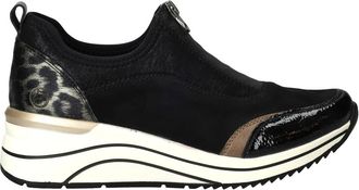 Remonte Sneakers, female, Black, 7 UK, Sporty Black Slip-On Shoe with Zipper