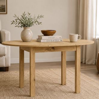Dmora Mesa Extensible Liriteda, 6 Plazas, Extensible, Mecanismo De Extensi&oacute;n Central, 100x80x76h Cm Marr&oacute;n Roble Nodoso