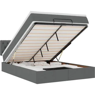 vidaXL Cama Otomana Con Colch&oacute;n Gris Oscuro 140x190 Cm Tela Vidaxl