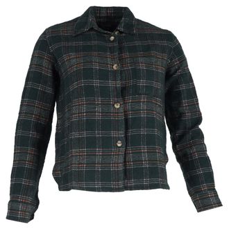 Isabel Marant Plaid Buttoned Long Sleeve Shirt in Olive Cotton