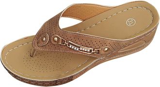 Generic 2026 Womens Summer Fashion Solid Color Hollowed Out Drill Clip Toe Slippers Casual Comfort Lightweight Non Slip Shoes (Brown, 5.5)