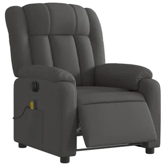 vidaXL Poltrona Reclinabile Massaggio Elettrica Grigio Scuro Tessuto - Vidaxl