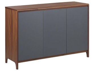 Beliani Credenza In Legno Scuro E Grigio In Legno 3 Ante Stile Retro Moderno Medfort