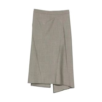 Victoria Beckham Pressed Tailored Skirt - female - Victoria Beckham - Midi Skirts - Gray - L - Skirts
