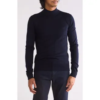 BOSS Amac Wool Blend Mock Neck Sweater in Dark Blue at Nordstrom Rack, Size Medium