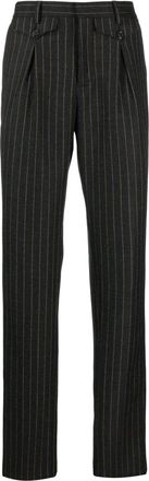 Moschino striped pleat-detail tailored trousers - men - Virgin Wool/Viscose - 56 - Grey