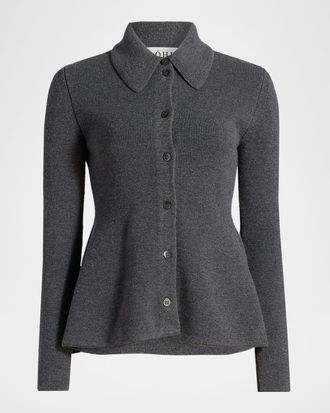 R&oacute;he Waisted Wool-Cashmere Cardigan