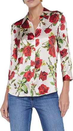 L'agence Lagence Dani 3/4 Sleeve Silk Blouse