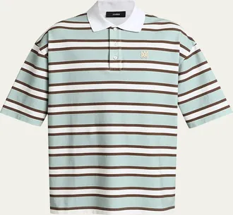 Amiri Mens Cotton Multi-Stripe MA Polo Shirt