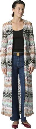Missoni Cotton And Viscose Lam&eacute; Long Cardigan With Lace Motif in Green& Brown at Nordstrom, Size 38 It