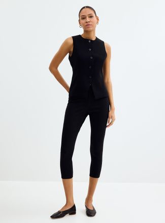 Hue Womens Solid stretch denim capri legging