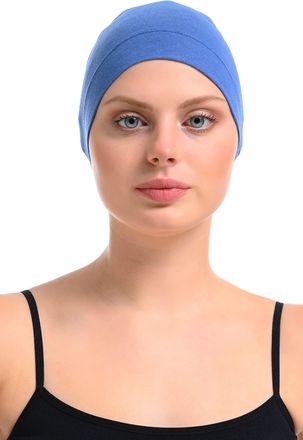 Generic Bamboo and Cotton Cap for Chemo, Hair Loss, Sleep Cap Blue
