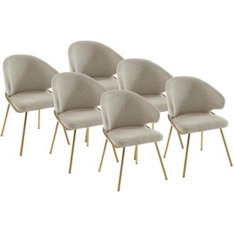 Pascal Morabito Sedia in Tessuto e Metallo Dorato Beige - Lotto di 6 - LUXIVA