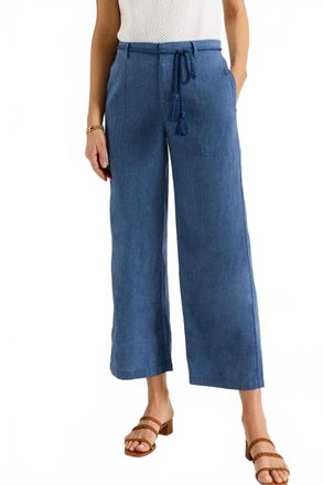 Nic+Zoe Rumba Linen Rope Belt Pant In Blue Mix