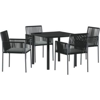 vidaXL Conjunto De Comedor De Jard&iacute;n 5 Pcs Negro Polirat&aacute;n Vidaxl