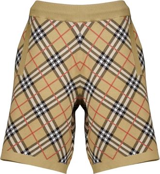 Burberry Check Katoenmix Shorts - Dames - Korte Broeken - Beige - L - Katoen - Korte Broeken