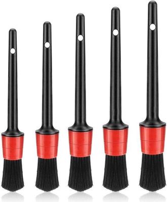 No Brand Juego De 5 Cepillos De Limpieza Para Detalles De Autom&oacute;viles - Cepillos De Precisi&oacute;n Para La Limpieza Del Interior Y Exterior Del Coche, Motor Y Rejil