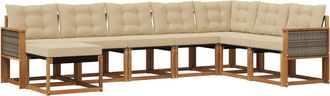 vidaXL Conjunto De Sof&aacute;s De Exterior 8 Uds. Natural Y Beige Vidaxl