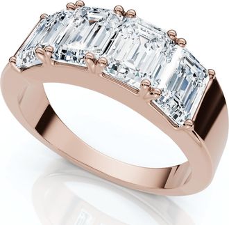 Pompeii3 2 1/4Ct Tetrad Diamond Ring Emerald Cut Anniversary Band 14k Gold/Pt Lab Grown