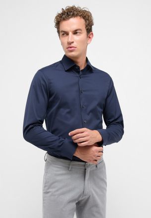Eterna Langarmhemd ETERNA SLIM FIT, Herren, Gr. 42, Normalgr&ouml;ssen, navy, Twill, 100% Baumwolle, schmal, Manschette, Hemden Langarmhemd, NON IRON (b&uuml;gelfrei)