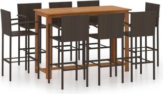 vidaXL 9 Piece Garden Bar Set Brown Vidaxl
