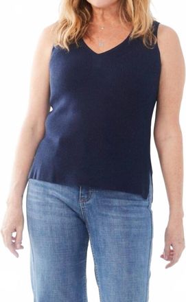 FDJ Natalie Textured Knit Tank Top In Navy