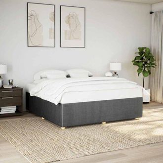 vidaXL Cama Sin Colch&oacute;n Tela Gris Oscuro 200x200 Cm Vidaxl