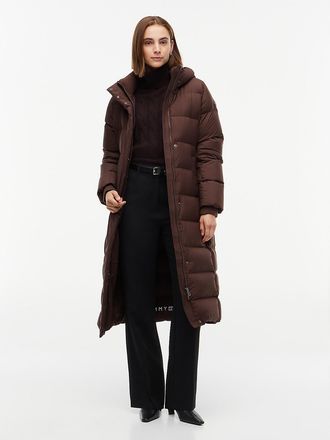 Tommy Hilfiger Womens Water-Repellent Down Maxi Puffer Coat - Deep Brown - XXS