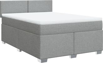 vidaXL Vidaxl - Cama Box Spring Con Colch&oacute;n Tela Gris Claro 140x200 Cm