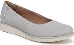 Naturalizer Idea Perforated Ballet Wedge Flat in Grey Perforated Faux Leather at Nordstrom Rack, Size 5.5