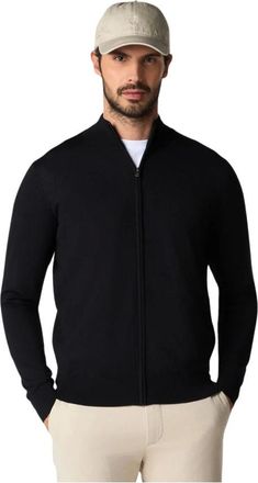 Brooks Brothers Truien & Vesten, Heren, Zwart, XL, Wol, Merino Wol Trui met Volledige Rits