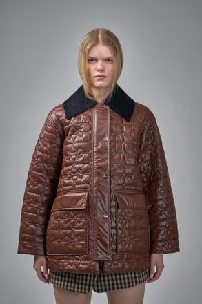 Ganni Shiny Quilt Midi Jacket