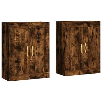 Berkfield Home Wall Mounted Cabinets 2 pcs Smoked Oak Engineered Wood in Brown