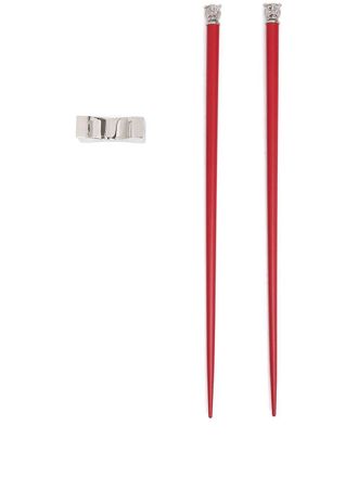 Shanghai Tang Year of the Monkey Chinese Zodiac chopsticks - unisex - Wood/Brass - OS - Red