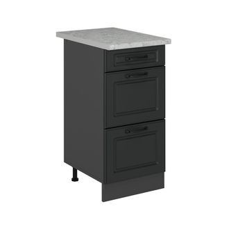 Vicco Mueble Bajo De Cocina R-line, Antracita Casa De Campo, 40 Cm Con Cajones, M&aacute;rmol Ap Vicco