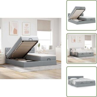 vidaXL Letto matrimoniale - vidaXL Struttura Letto Pouf con Materassi 160x200 cm in Tessuto - Coprimaterasso lavabile