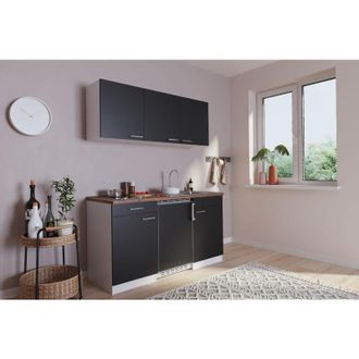 Respekta Cucina Minicucina Cucina singola Cucinino Dispensa Bianco Nero Luis 150 cm Respecta