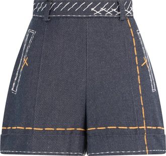 Moschino Korte broek met contraststiksels - Dames - Denim shorts - Grijs - S - Katoen - Korte Broeken
