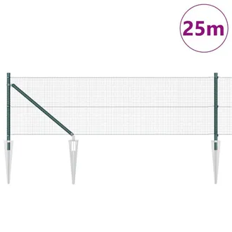 Berkfield Home Green Welded Wire Fence with 13 Spike Posts Green 0.8x25 m Steel