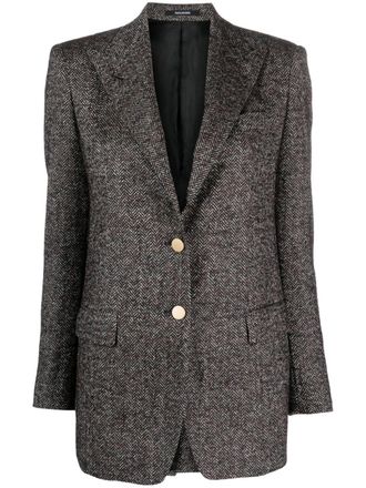 Tagliatore single-breasted herringbone blazer - Brown