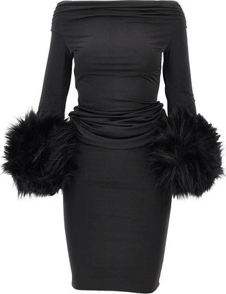 Andamane Tyla long dress with faux fur cuffs Woman 40